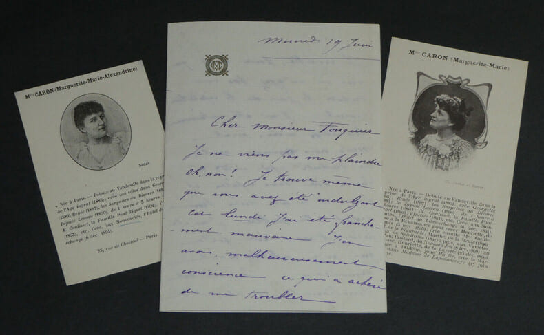 Marguerite-Marie CARON - Lettre autographe sign&eacute;e et deux coupures de journaux. Marguerite-Marie CARON