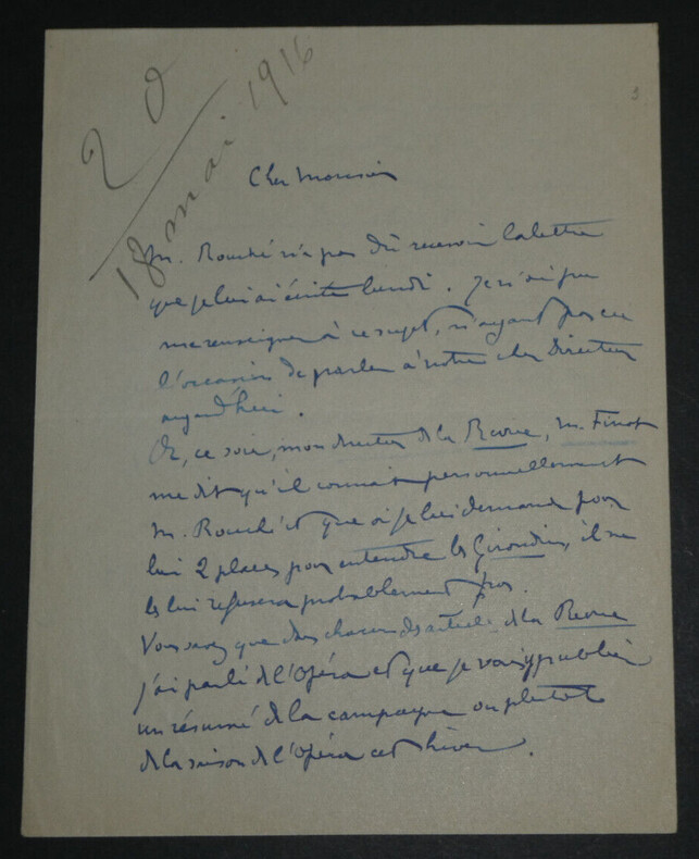Fernand LE BORNE, Compositeur - LETTRE AUTOGRAPHE SIGN&Eacute;E, 1916. Fernand LE BORNE