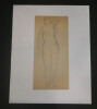 Georges CHESNEAU - NU ACAD&Eacute;MIQUE - Dessin au crayon - Femme de face nu en pied - CURIOSA. Georges Chesneau
