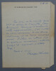 Philippe H&Eacute;RIAT - LETTRE AUTOGRAPHE SIGN&Eacute;E, 1957. Philippe H&Eacute;RIAT