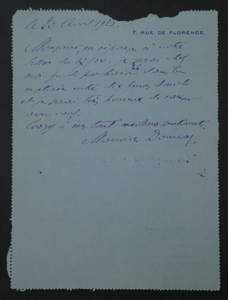 Maurice DONNAY, LETTRE AUTOGRAPHE SIGN&Eacute;E AU DIRECTEUR DE LA REVUE FRANCAISE 1923. Maurice DONNAY