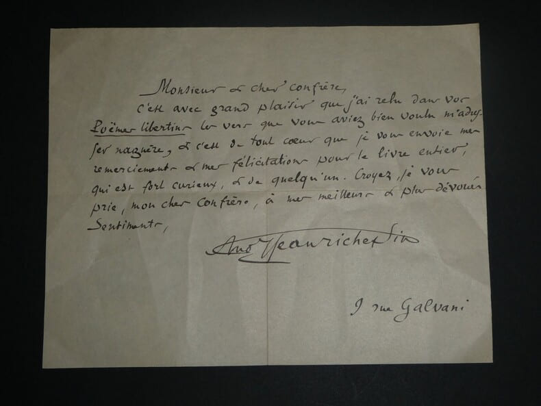 Jean Richepin - Lettre autographe sign&eacute;e. Jean Richepin