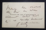 Francis DE CROISSET, Auteur dramatique - CARTE DE VISITE AUTOGRAPHE. Francis DE CROISSET