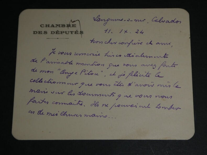 Fernand ENGERAND, Homme politique, CARTE-LETTRE AUTOGRAPHE SIGN&Eacute;E, Calvados 1924. Fernand ENGERAND