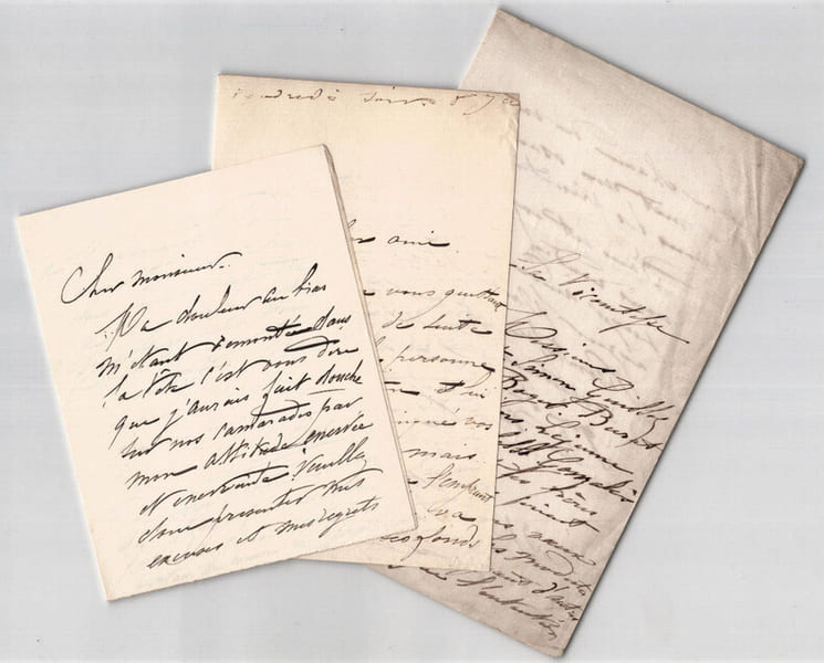 Francisque &Eacute;douard BERTIER -Peintre- Lot de 3 lettres autographes sign&eacute;es - 1870. Francisque &Eacute;douard Bertier