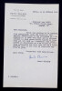 Andr&eacute; CHAMSON - TAPUSCRIT SIGN&Eacute; &Agrave; Georges VAN PARYS, Paris, 1951. Andr&eacute; CHAMSON