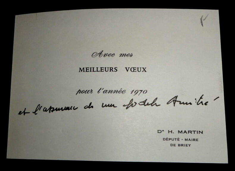 Docteur Henri MARTIN, M&eacute;decin - CARTE DE VOEUX AUTOGRAPHE. Henri MARTIN