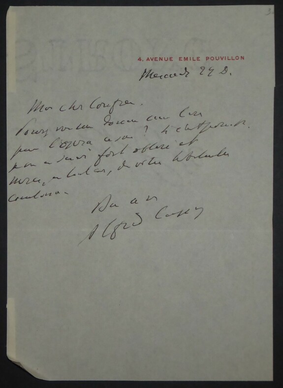 CAPUS Alfred - LETTRE AUTOGRAPHE SIGN&Eacute;E. Alfred Capus