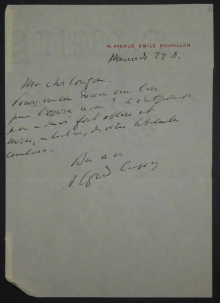 CAPUS Alfred - LETTRE AUTOGRAPHE SIGN&Eacute;E. Alfred Capus