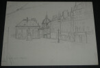 Dessin au crayon, Avenue Foch, Proche Arc de Triomphe, par E. Phelipeau 1914. E. Phelipeau