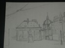 Dessin au crayon, Avenue Foch, Proche Arc de Triomphe, par E. Phelipeau 1914. E. Phelipeau