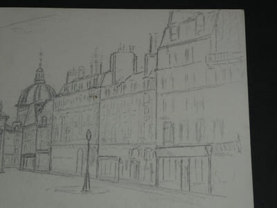 Dessin au crayon, Avenue Foch, Proche Arc de Triomphe, par E. Phelipeau 1914