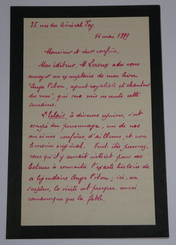 Fernand ENGERAND - LETTRE AUTOGRAPHE SIGN&Eacute;E DE 3 PAGES, Paris, 1899. Fernand ENGERAND