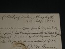 Robert William GENESE - Carte-lettre autographe sign&eacute;e &agrave; Charles-Ange LAISANT, 1894. Robert William GENESE