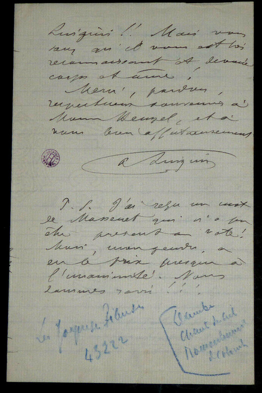 Alexandre LUIGINI - LETTRE AUTOGRAPHE SIGNEE, Paris, 1902. Alexandre Luigini