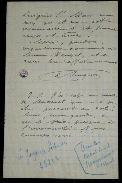 Alexandre LUIGINI - LETTRE AUTOGRAPHE SIGNEE, Paris, 1902. Alexandre Luigini
