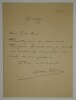 LETTRE AUTOGRAPHE SIGN&Eacute;E, OCTOBRE 1895. Antonin Louis