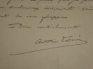 LETTRE AUTOGRAPHE SIGN&Eacute;E, OCTOBRE 1895. Antonin Louis