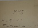 LETTRE AUTOGRAPHE SIGN&Eacute;E, OCTOBRE 1895. Antonin Louis