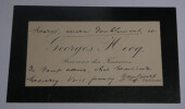 Georges HECQ - CARTE DE VISITE AUTOGRAPHE SIGNEE DE DEUIL. Georges HECQ