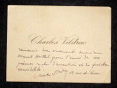 Charles VILDRAC, Po&egrave;te - CARTE DE VISITE AUTOGRAPHE SIGN&Eacute;E POUR Marcel MILLET. Charles VILDRAC