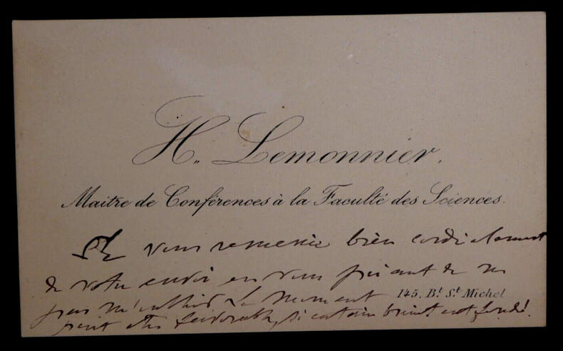 Hippolyte-Guillaume LEMONNIER, Conf&eacute;rencier - CARTE DE VISITE AUTOGRAPHE. Hippolyte-Guillaume LEMONNIER