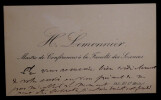 Hippolyte-Guillaume LEMONNIER, Conf&eacute;rencier - CARTE DE VISITE AUTOGRAPHE. Hippolyte-Guillaume LEMONNIER