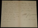REGAMEY F&eacute;lix - LETTRE AUTOGRAPHE SIGN&Eacute;E, EXPOSITION DES MINIATURISTES. F&eacute;lix R&eacute;gamey