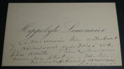 Hippolyte-Guillaume LEMONNIER, Conf&eacute;rencier - CARTE DE VISITE AUTOGRAPHE SIGN&Eacute;E. Hippolyte-Guillaume LEMONNIER