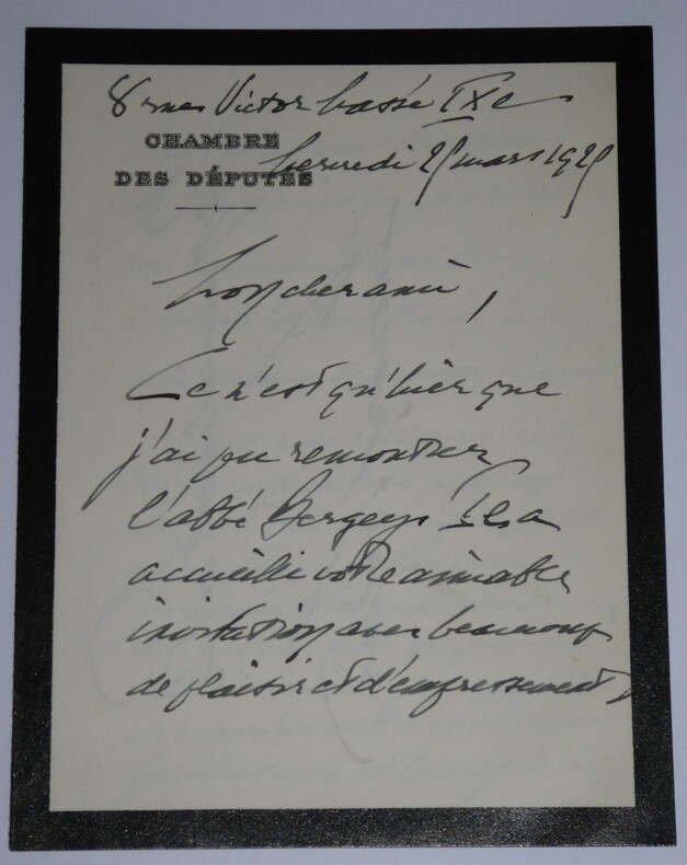 SOULIER Edouard - LETTRE AUTOGRAPHE SIGN&Eacute;E, CHAMBRE DES D&Eacute;PUT&Eacute;S, PARIS, 1920. Edouard Soulier