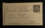 LACK Th&eacute;odore - CARTE T&Eacute;L&Eacute;GRAMME AUTOGRAPHE SIGN&Eacute;E &Agrave; Henri HEUGEL, 1892. Th&eacute;odore LACK