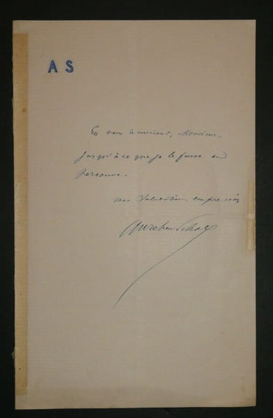 SCHOLL Aur&eacute;lien - LETTRE AUTOGRAPHE SIGN&Eacute;E, LETTRE DE REMERCIEMENTS. Aur&eacute;lien Scholl
