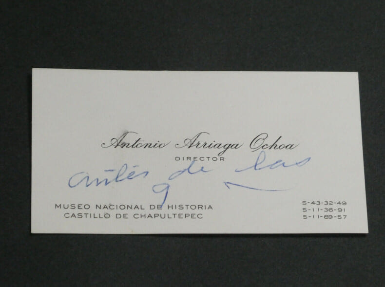 Antonio ARRIAGA OCHOA - Carte de visite autographe - Mexico. Antonio ARRIAGA OCHOA