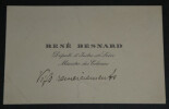 Ren&eacute; BESNARD, Ancien ministre Guerre - CARTE DE VISITE AUTOGRAPHE. Ren&eacute; BESNARD
