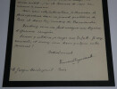Fernand ENGERAND, Homme politique - LETTRE AUTOGRAPHE SIGN&Eacute;E, 1909. Fernand ENGERAND