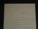 Joseph de BAYE - Belle lettre autographe sign&eacute;e 2 pages 1930. Joseph de BAYE