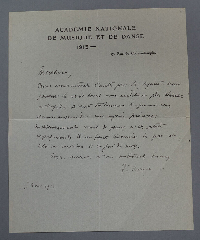 Jacques ROUCH&Eacute;, Biographe - LETTRE AUTOGRAPHE SIGN&Eacute;E, 1914. Jacques ROUCH&Eacute;