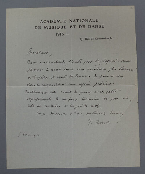 Jacques ROUCH&Eacute;, Biographe - LETTRE AUTOGRAPHE SIGN&Eacute;E, 1914. Jacques ROUCH&Eacute;