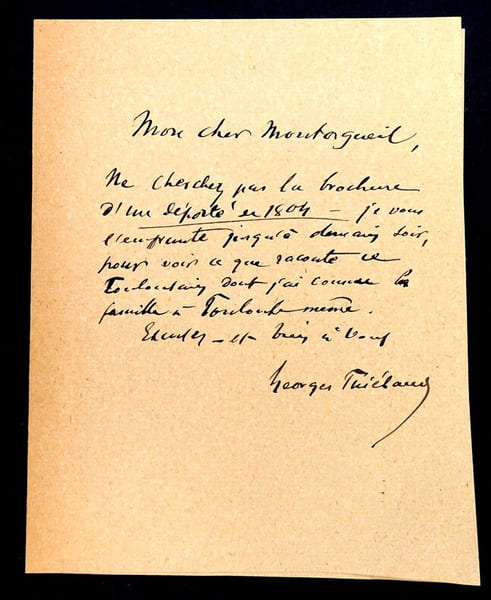 Georges THI&Eacute;BAUD - LETTRE AUTOGRAPHE SIGN&Eacute;E A M. MONTORGUEIL. Georges THI&Eacute;BAUD