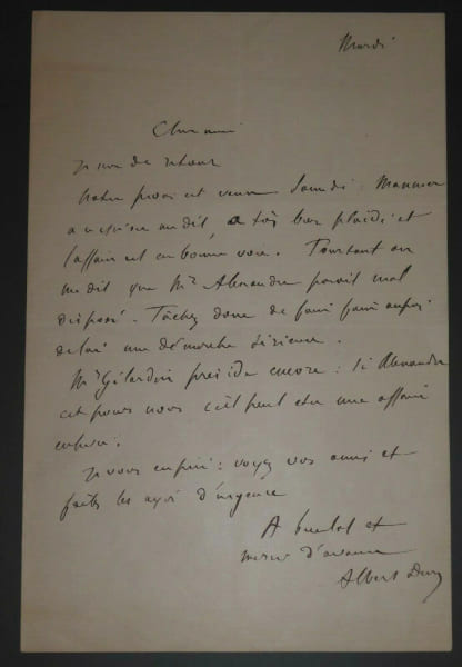 DURUY Albert - LETTRE AUTOGRAPHE SIGNEE. Albert Duruy