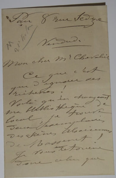 BROUSTET Edouard - LETTRE AUTOGRAPHE SIGNEE, PARIS. Edouard Broustet