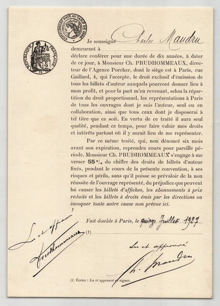 Pouvoir sign&eacute; Charles Maudru – Collection coh&eacute;rente de 50 auteurs & musiciens. Charles Maudru