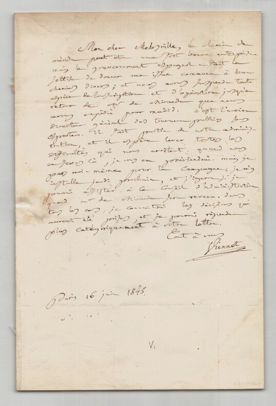 Jean Pons Guillaume Viennet - Lettre autographe sign&eacute;e &agrave; M&eacute;lesville - 1845. Jean-Pons-Guillaume Viennet