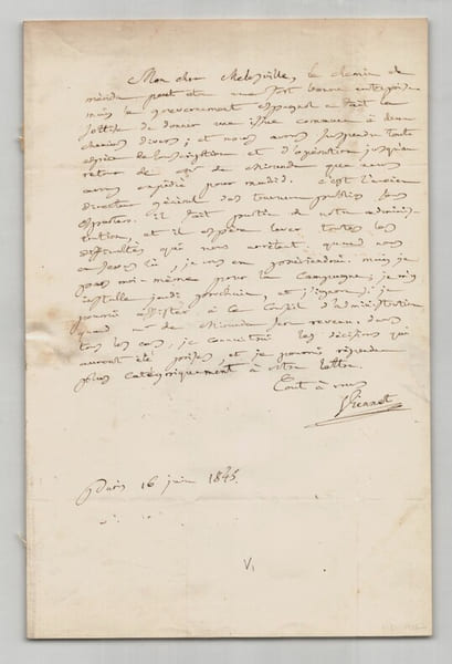 Jean Pons Guillaume Viennet - Lettre autographe sign&eacute;e &agrave; M&eacute;lesville - 1845. Jean-Pons-Guillaume Viennet