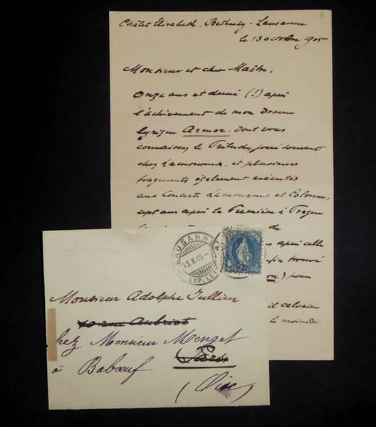 LAZZARI Sylvio LETTRE AUTOGRAPHE SIGN&Eacute;E &Agrave; Adolphe JULLIEN, ENVELOPPE, PARIS, 1905. Sylvio Lazzari
