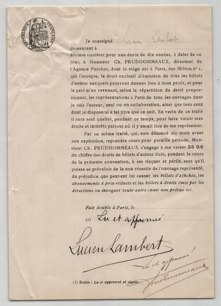 Pouvoir sign&eacute; par Lucien Lambert - Collection coh&eacute;rente de 25 auteurs & musiciens. Lucien Lambert