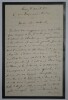 MANUEL Eug&egrave;ne - LETTRE AUTOGRAPHE SIGN&Eacute;E &Agrave; Edmond ABOUT, PASSY, AO&Ucirc;T 1883. Eug&egrave;ne Manuel