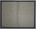 MANUEL Eug&egrave;ne - LETTRE AUTOGRAPHE SIGN&Eacute;E &Agrave; Edmond ABOUT, PASSY, AO&Ucirc;T 1883. Eug&egrave;ne Manuel