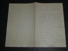 Hippolyte-Guillaume LEMONNIER, Conf&eacute;rencier - LETTRE AUTOGRAPHE SIGN&Eacute;E, 1879. Hippolyte-Guillaume LEMONNIER