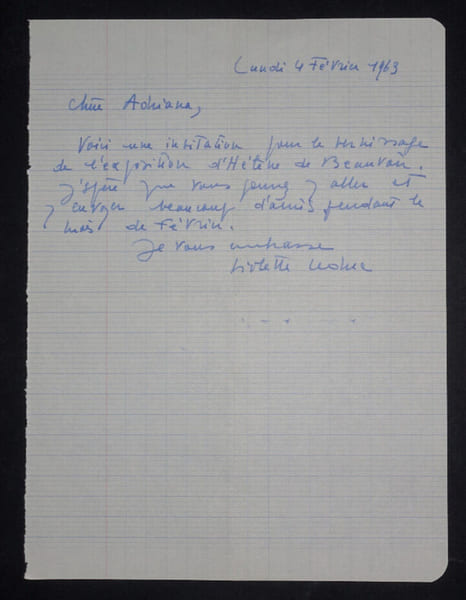 Violette LEDUC - LETTRE AUTOGRAPHE SIGN&Eacute;E &Agrave; Adriana SALEM, 1963. Violette Leduc